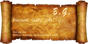 Bacsek Győző névjegykártya